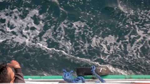 View Below of Sailing Ship Forming Waves While Running 動画素材 242140610