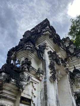 View from below with sky background of the temple in Bali. Made of beautiful  Foto stock