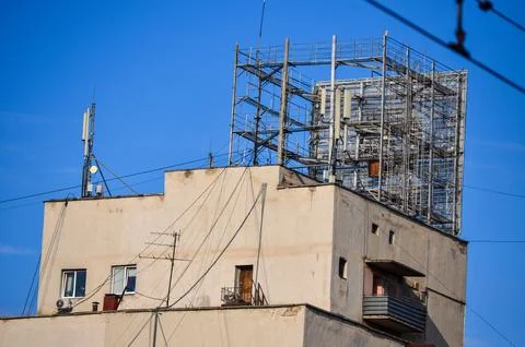 View from below the top of the building. Foto stock