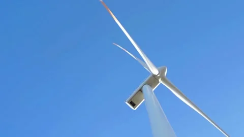 View from Below: Working Wind Turbine in Action Stock Footage 282177505