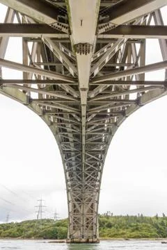 View beneath the Britannia bridge from below. Stock Photos