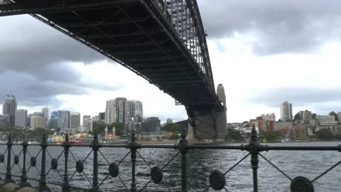 A View From Beneath The Harbour Bridge In Sydney, Australia Stock Footage 158912666