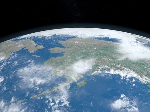 View of the Bering Strait from outer space Stock Footage
