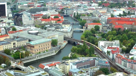 View of Berlin from an observation deck of the Berlin television tower Video stock 39019452