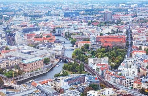 View of Berlin from an observation deck of the Berlin television tower Fotos Stock