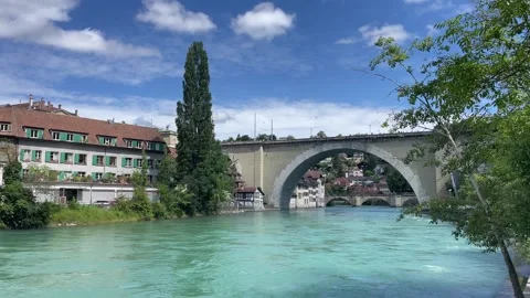 View on Bern bridge from the river side Video stock 277533956