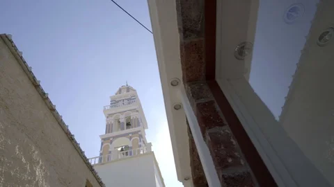 Up view from in between biuldings with sun flare Stock Footage 91979509