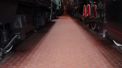 View between the carriages of two trains Stock Footage 269146336