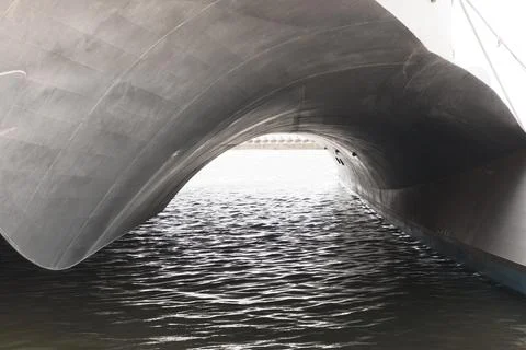 View Between Catamaran Hulls at Marina Batavia Jakarta Stock Photos