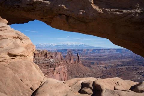 View in between the Mesa Arch Stock Photos