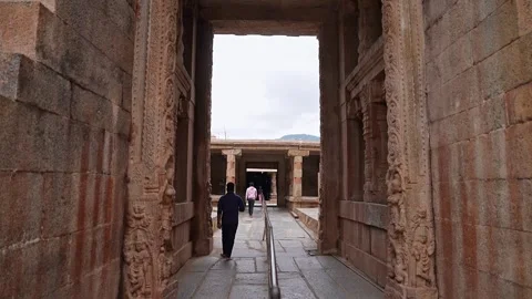 View of Bhoga nandeeshwara temple complex showcasing historic architecture .. Stock Footage 339650032