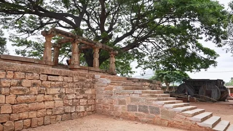 View of Bhoga nandeeshwara temple complex showcasing historic architecture .. Stock Footage 339650033