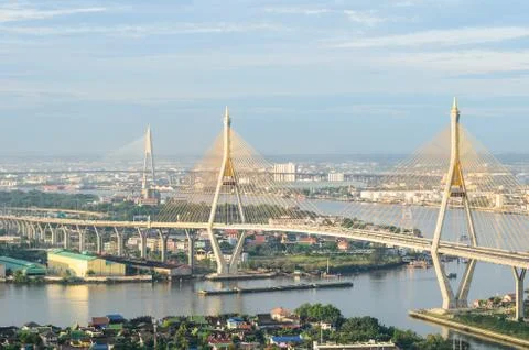 View of the bhumibol bridge Stock Photos