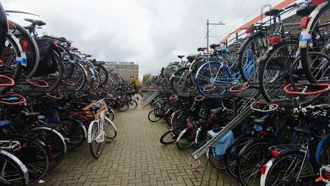 View in the bicycle parking stations Video stock 119330929