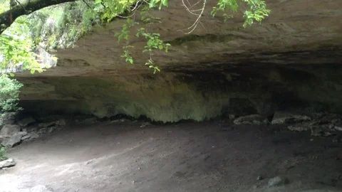View of big ancient cave in mountains at Mangup Kale - Crimea , Russia Stock Footage 73765993