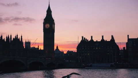 View of the Big Ben. Evening London. Stock Footage 88064304