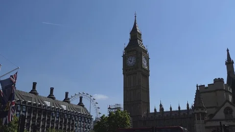 View of the Big Ben tower. Stock Footage 77520843