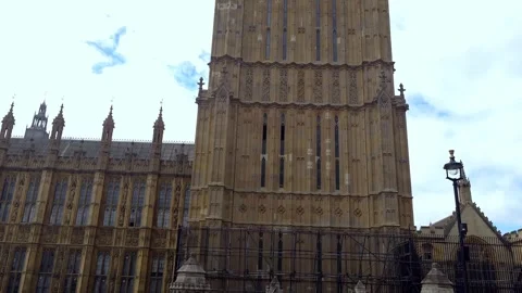 A view of Big Ben Tower near Westminster Abby Stock Footage 340182960