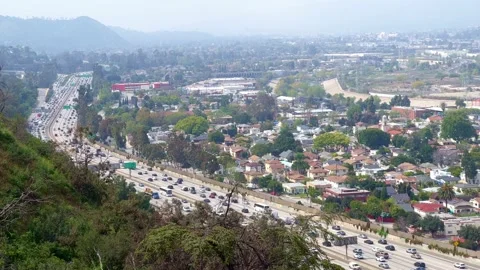 View to big city freeway. Panaramic view of city Stock Footage 238800506