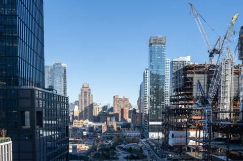 View of the big construction development at the Hudson Yards in Manhattan. Stock Photos