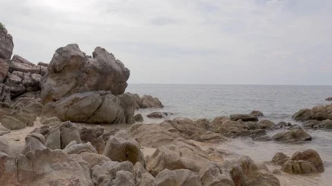 View of the big flat rocks at the sea. Stock Footage 98801830