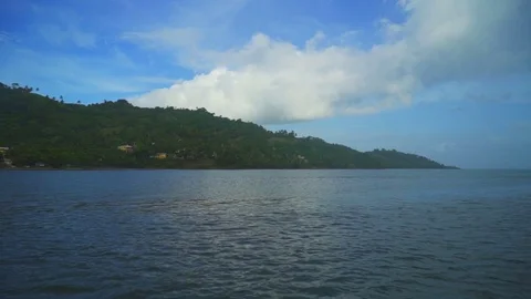 View of the big mountain in the tropics in the middle of the ocean Video stock 72022513