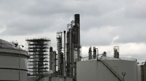View of big oil refinery of a sky background Stock Footage 46515309