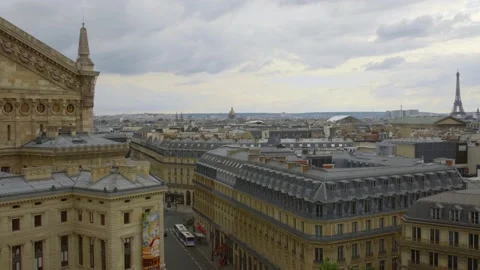 View big panorama Paris, the Opera Garnier, south-western part, city center Stock Footage 157676314