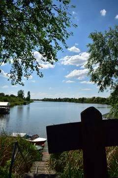 View of the big river in the summer.  Stock Photos