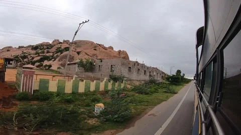 View of big Rock and Green Mountain has been recorded from the running bus. Stock Footage 130020945