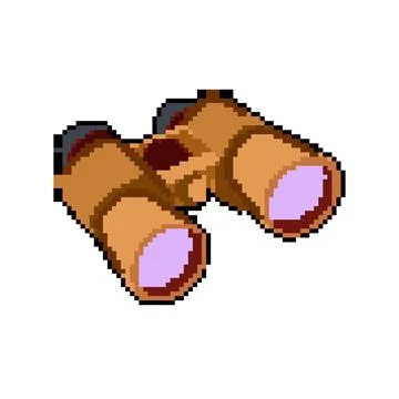 View binoculars pixel art vector illustration Stock Illustration