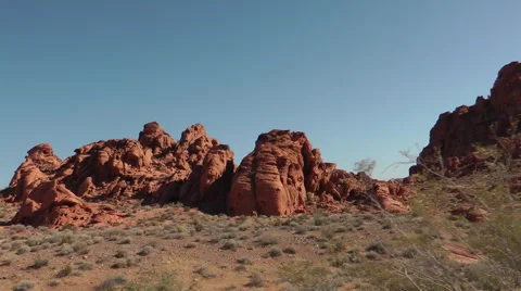 View on bizarre red wavy mountain of Valley of Fire State park, NE Video stock 60016047