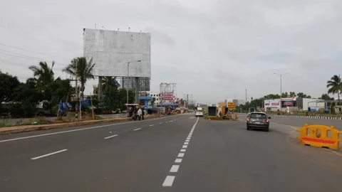 View of black car taking diversion Video stock 156974215