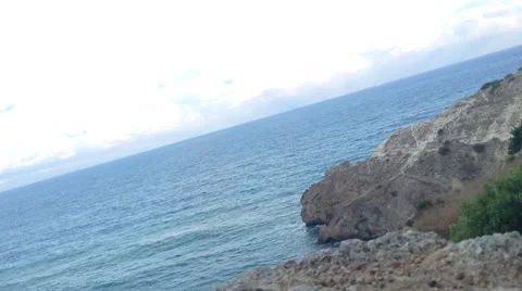 View Of Black Sea Rocks &amp; Clouds At Fiolent Cape Crimea , Russia 2 Stock Footage 68962561