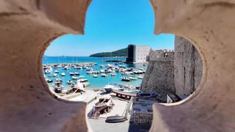 View on a blue bay through the arch Stock Footage 302473402