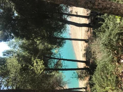 View to a blue lagoon Stock Photos
