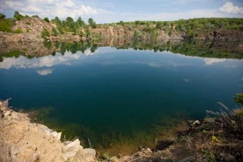 View to the blue lake Stock Photos