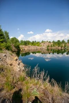 View to the blue lake Stock Photos