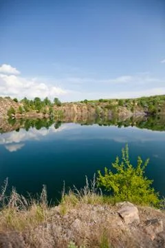 View to the blue lake Stock Photos