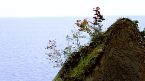 View On Blue Ocean With Hill In Front Stock Footage 37208244