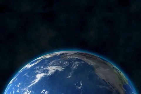 View of blue planet Earth in space. 3D rendering, elements of this image furn 스톡 일러스트