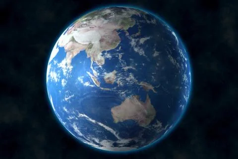 View of blue planet Earth in space. 3D rendering, elements of this image furn 스톡 일러스트