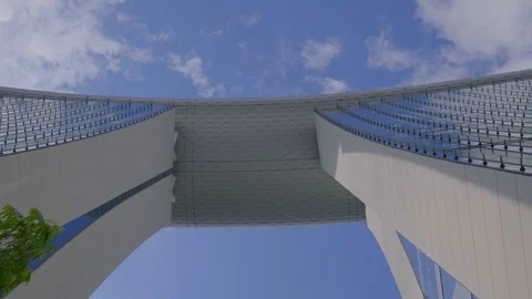 View of blue sky from under  Marina Bay Sands, Singapore Stock Footage 115272580