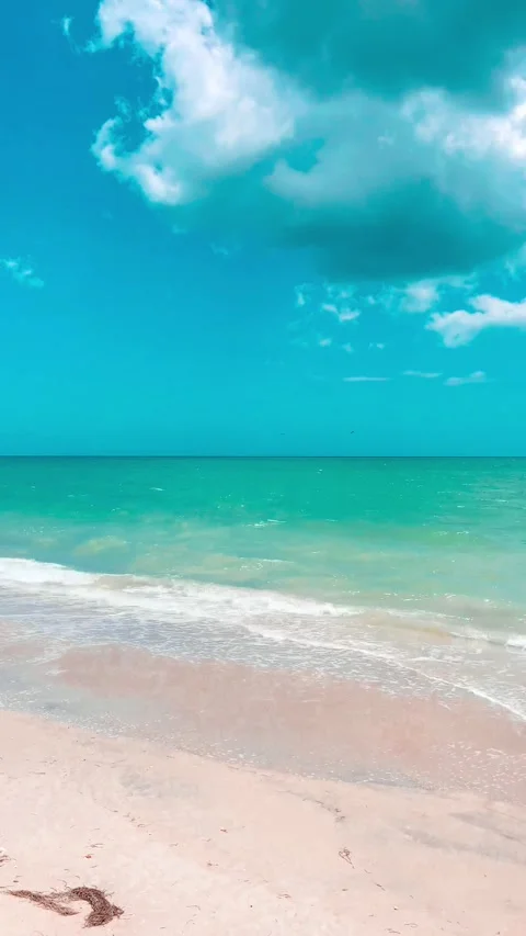 View to blue water caribbean sea in Mayapo,  Caribbean sea, La Guajira, Colombia Stock Footage 266592453