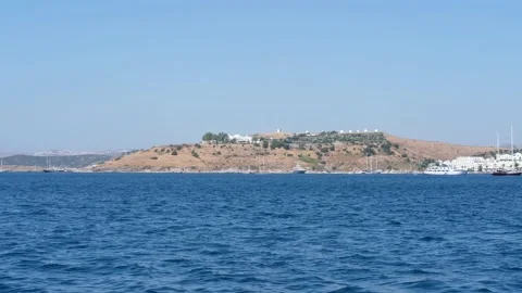 View of blue waves water Mediterranean Sea and rocks in Turkey . Stock-Footage 234069907