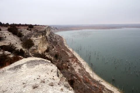 View from the bluff of Cedar Bluff Reservoir Stock Photos