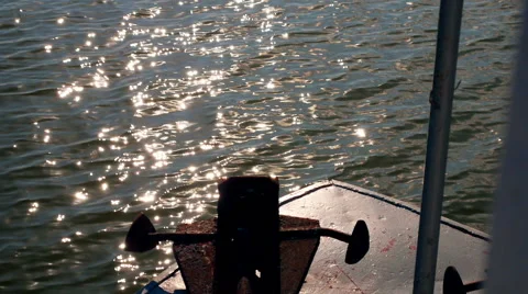 View from boat bow when fast moving over water Stock Footage 65800615