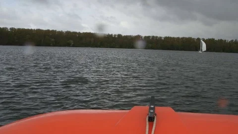 View from boat bow when fast moving over water Stock Footage 75074455