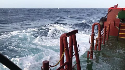 View from the boat deck of a moving ship at sea Stock Footage 258672995