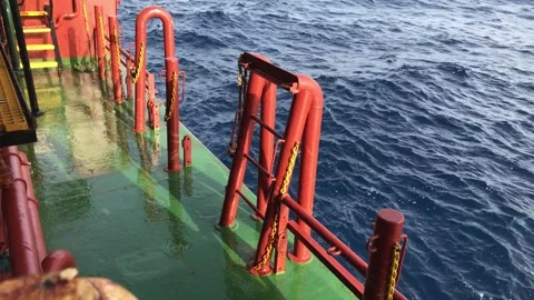 View from the boat deck of a moving ship at sea Stock Footage 258673075